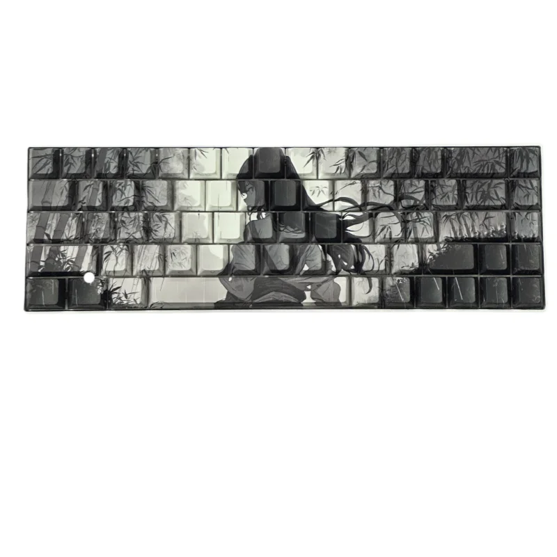 Bamboo Rain Theme Keycaps 95 Keys Cherry Profile Pbt Material Sublimation Mechanical Keyboard Cartoon Animation Gaming Keycaps