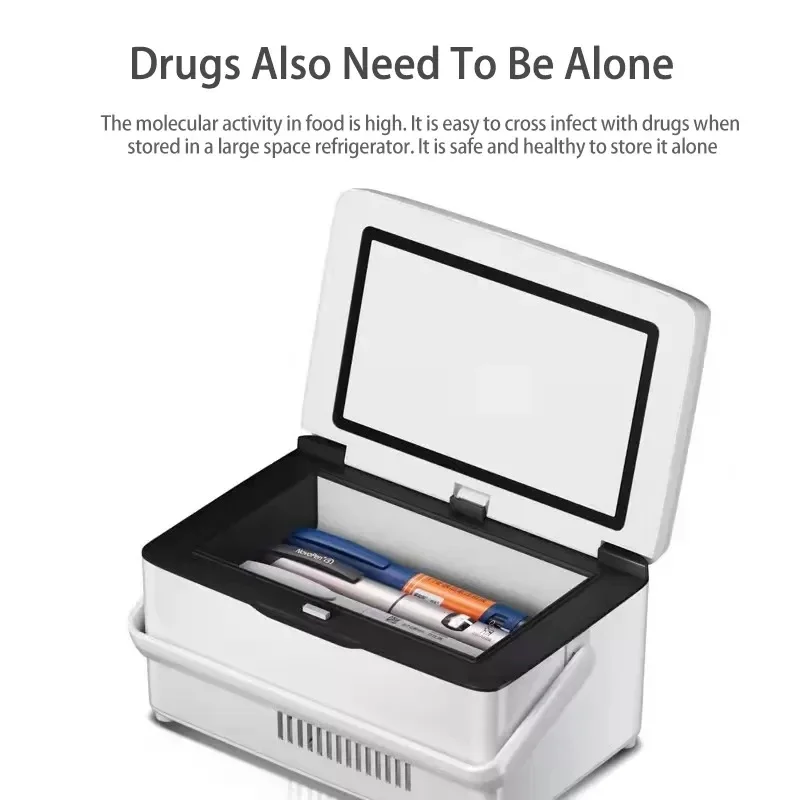 مبرد الأنسولين المحمول - ثلاجة صغيرة طبية USB مع إنذار وشاشة عرض لدرجة الحرارة - حافظة باردة للسفر للطب والأدوية والمكنسة الكهربائية