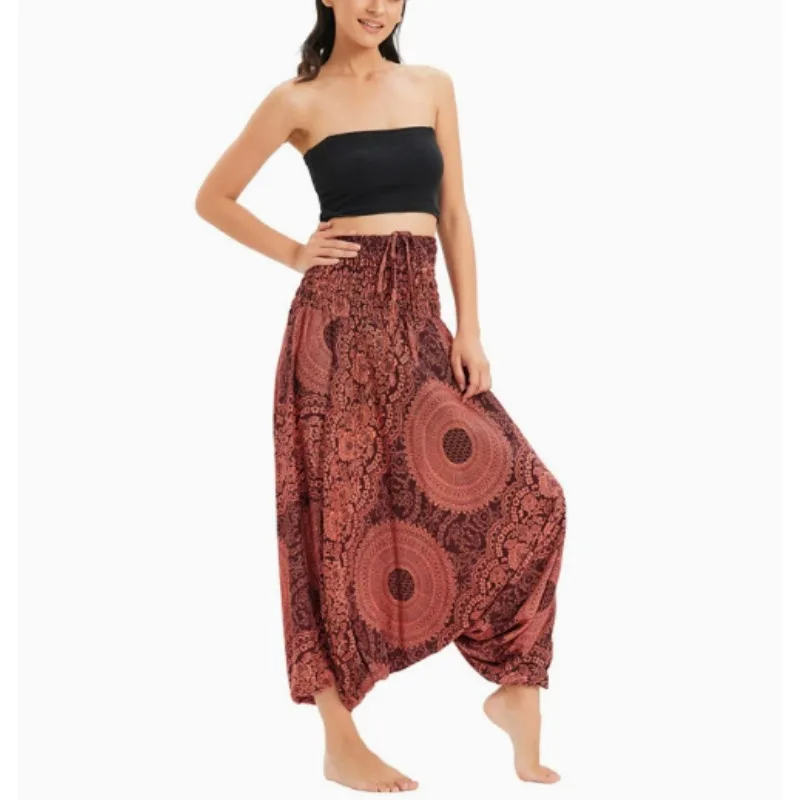 Bohemian Pants Women Pantalones Mujer Hippie High Waist Rayon Harem Baggy Boho Yoga Beach Wear Pour Femme Printed