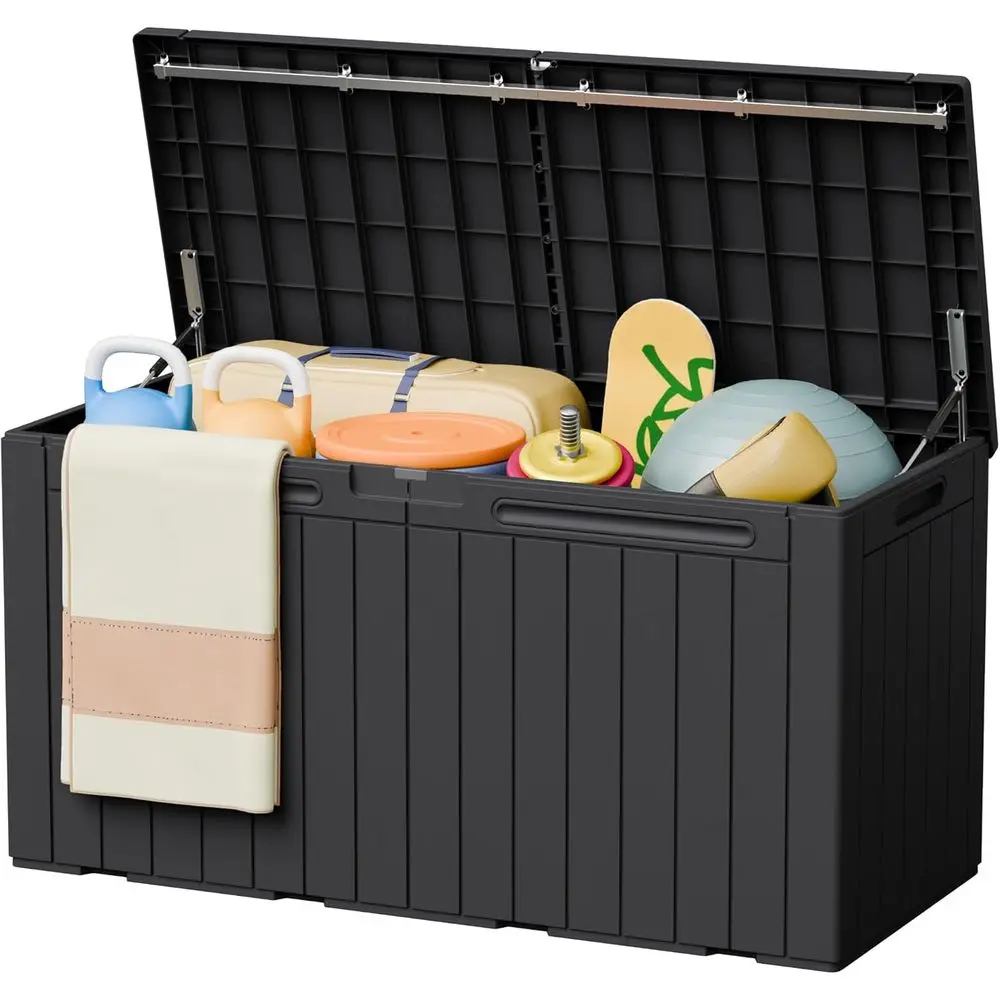 

110 Gallon Outdoor Storage Box with Lockable Lid, All-Weather or Patio urniture, Pool Supplies & Garden Tools, Waterproo, UV-Res