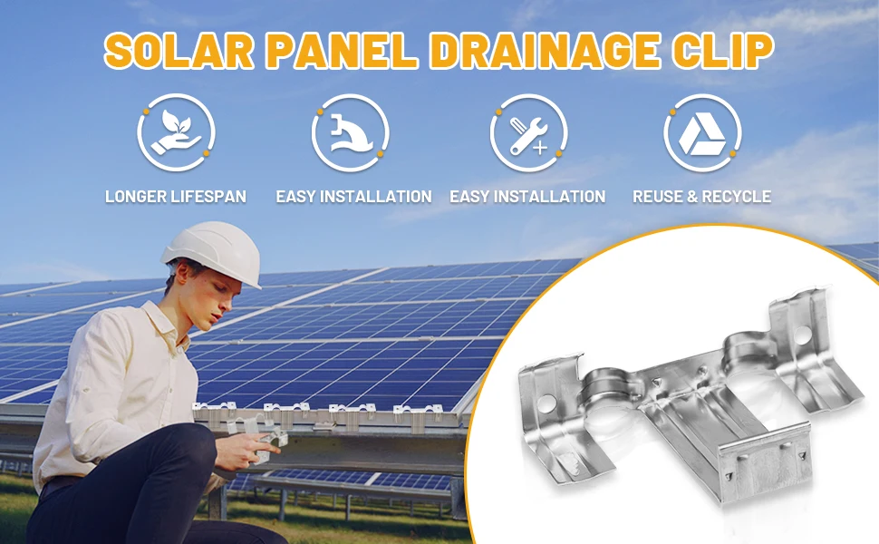 Solar Panel Drainage Clips Upgraded Stainless Steel Roof Solar Panel Frame Cleaning Clip Photovoltaic Panel Auto Remove Water