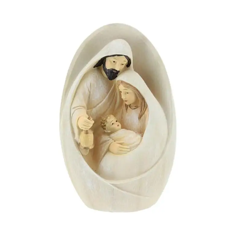 Nativity Scene Resin Statue Holy Family Figurine Desktop Sculpted Ornament Nativity Scene Crafts Christian Christmas Decoration