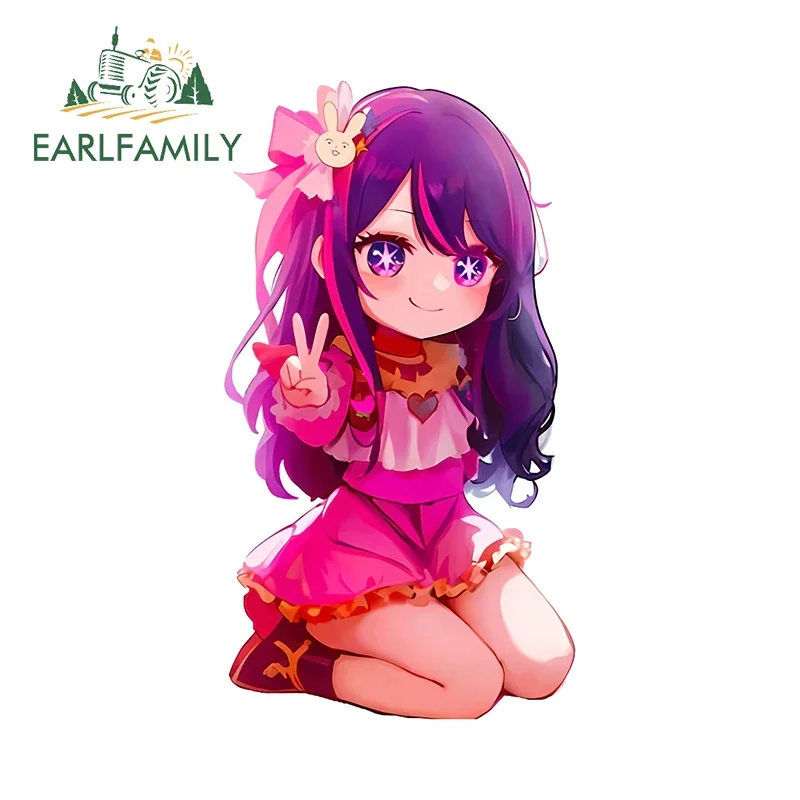 

EARLFAMILY 13см x 7.1см Ай Хосино Чиби, автомобильные аксессуары, розовое платье, милые перчатки, наклейка, аниме-стикеры, индивидуальный декор