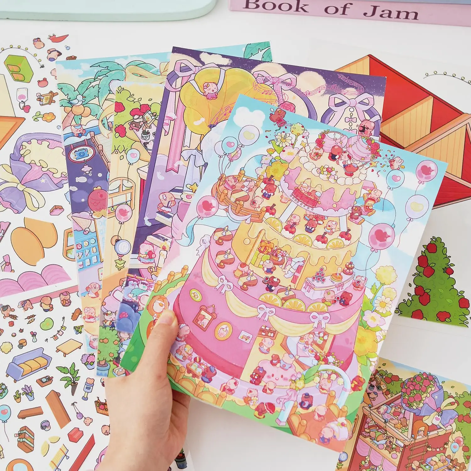 Plus Size Kawaii 3D Dreamland Cartoon Miniature Scene Stickers Stacking Paste DIY Handmade Scrapbooking Stickers Ren's Gift