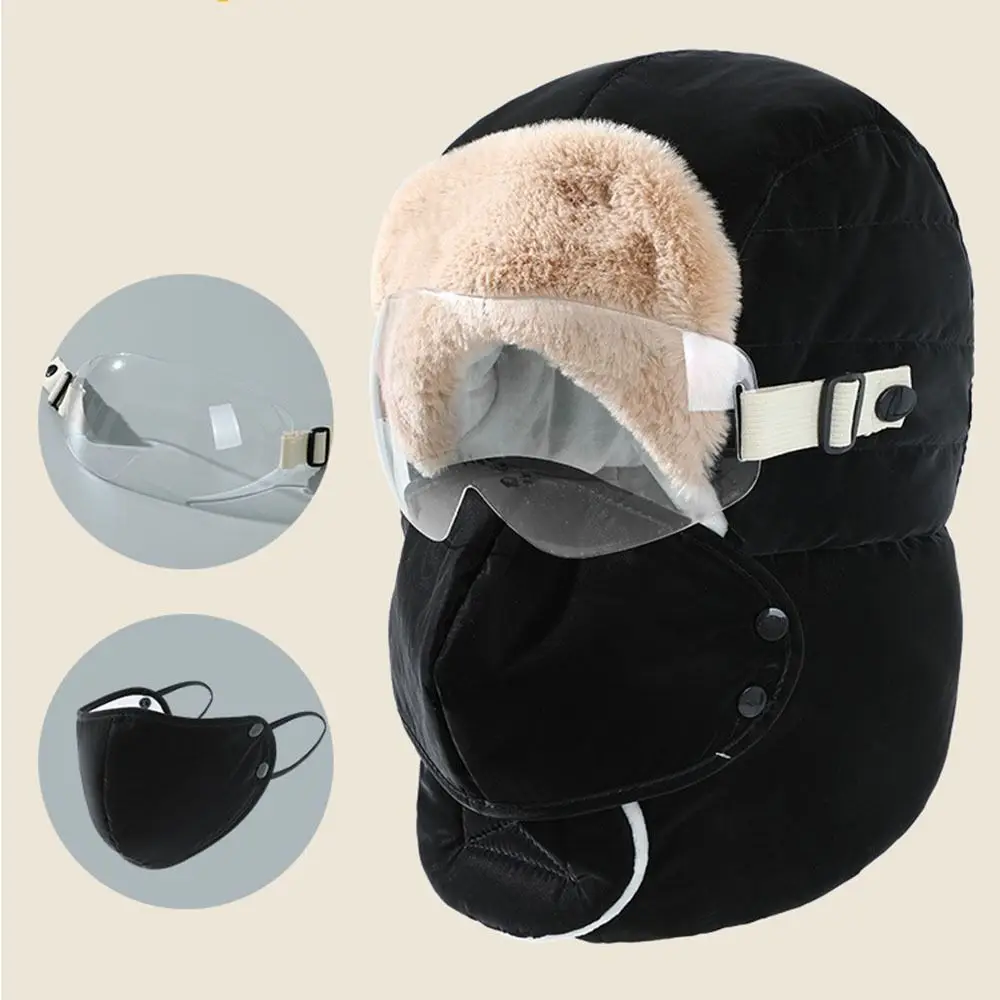 

Soft Windproof Winter Goggles Mask Hat Anti Fog Goggle Cold Proof Riding Lei Feng Hat Warm Earflap Warm Ski Hat Biking