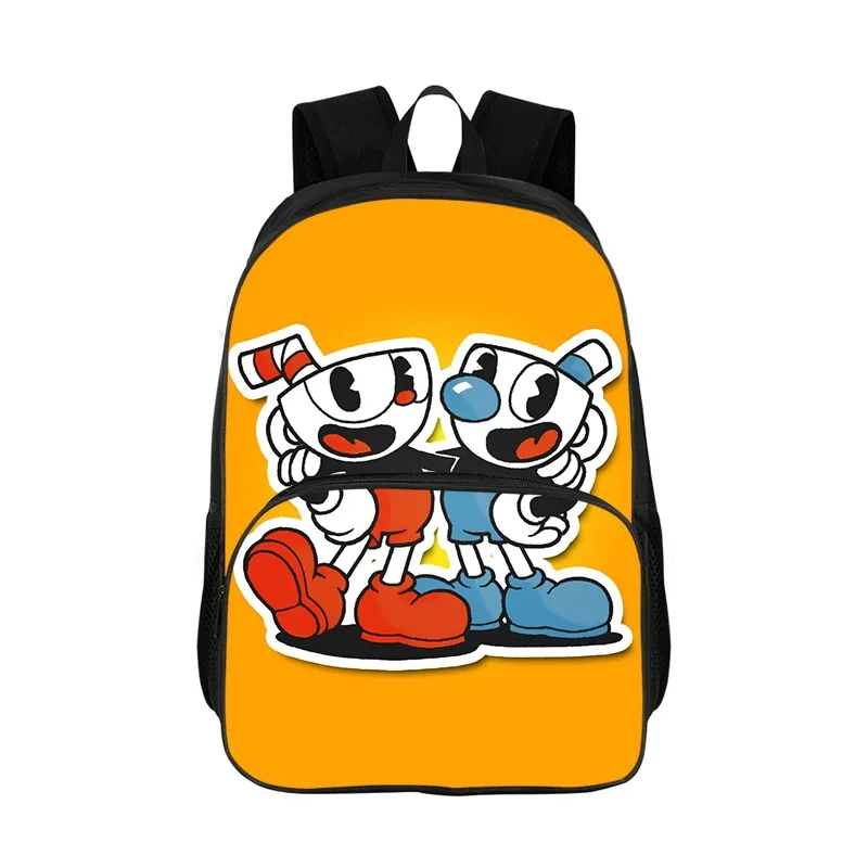 Anime Cuphead Print Primary School Student Backpacks 16 Inch School Bag Cuphead Cartoon Kids Backpack Boys Girl Backpack Mochlia