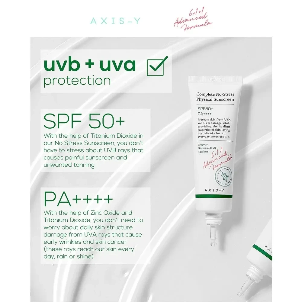 AXIS-Y RELIEF SUNSCREEN SPF50 + PA ++++ 50ML RELIEF SUN crema solare fisica biologica leggera e cremosa cosmetici coreani