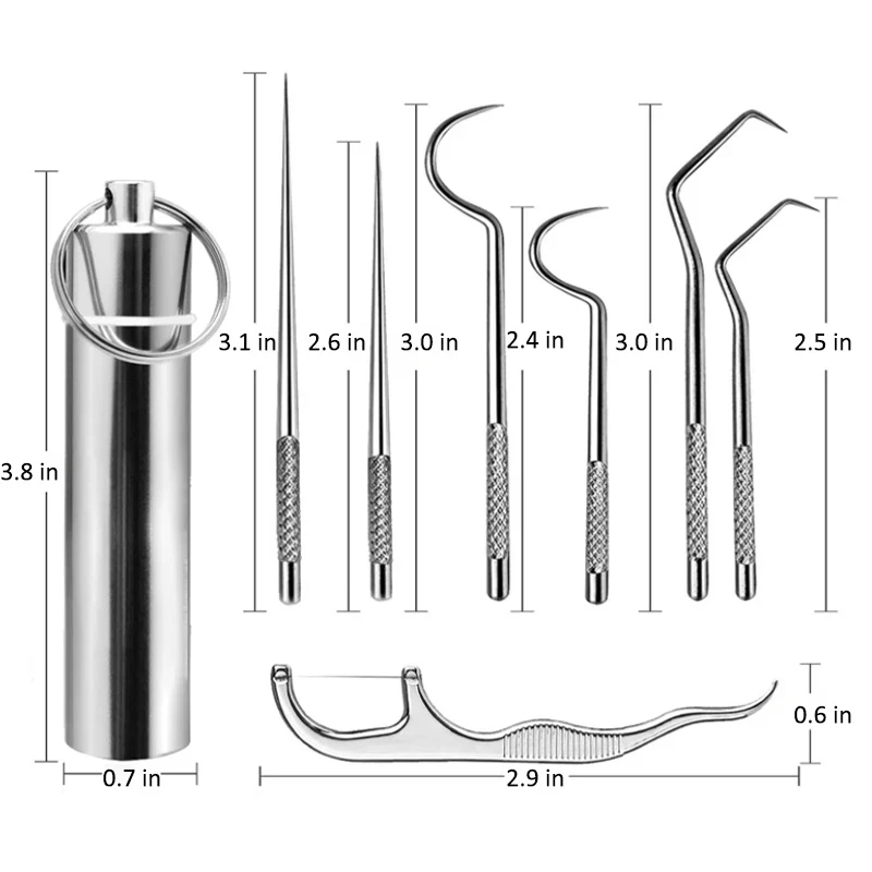 7 stücke Edelstahl Zahnstocher Set mit tragbaren Zahnstocher Halter Outdoor-Haushalt Reise Siegel Aufbewahrung behälter Box Fall