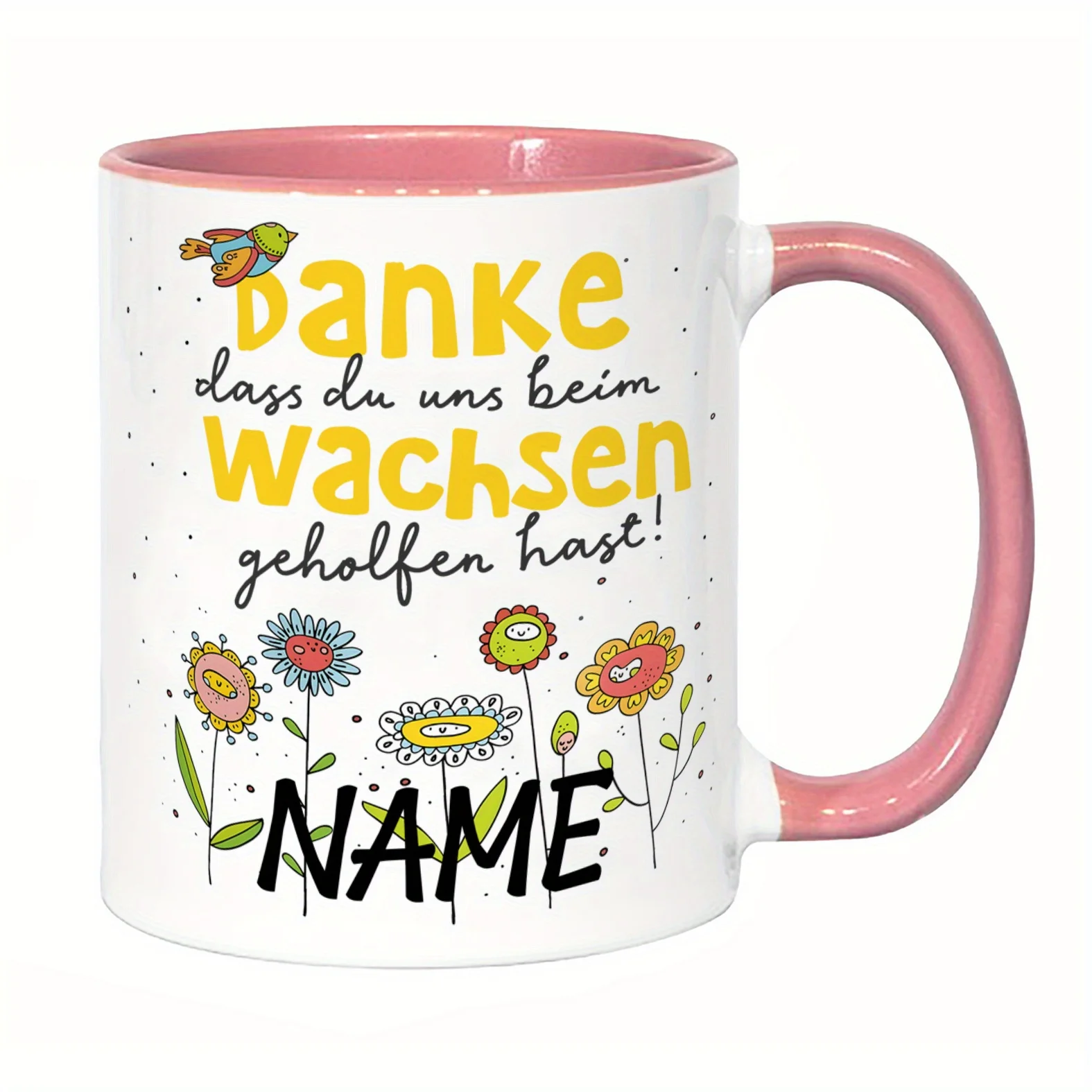 Name Custom Mug Ceramic Cup Fun Gift, Microwave Safe, Holiday Present, Mug Thank You for Helping Us Grow Gift Educator