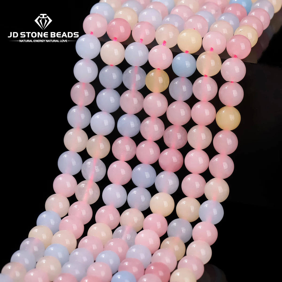 Natural Stone Mixed Morganite Color Jade Bead Round Loose Spacer Beads 15
