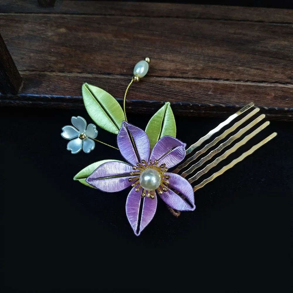 

Hair Comb Chinese Style U-shaped Hair Stick Pearl U Shape Velvet Flower Hair Clip Vintage Cloth Hanfu Headwear For Girl