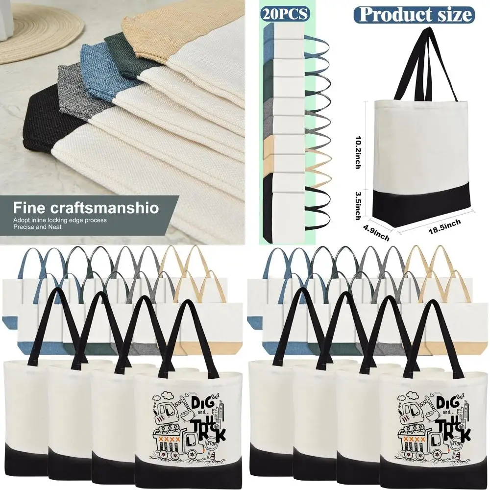 

Wholesale Polyester Sublimation Tote Bags, Wide Canvas Bags for DIY Crafts, Washable Reusable Totes