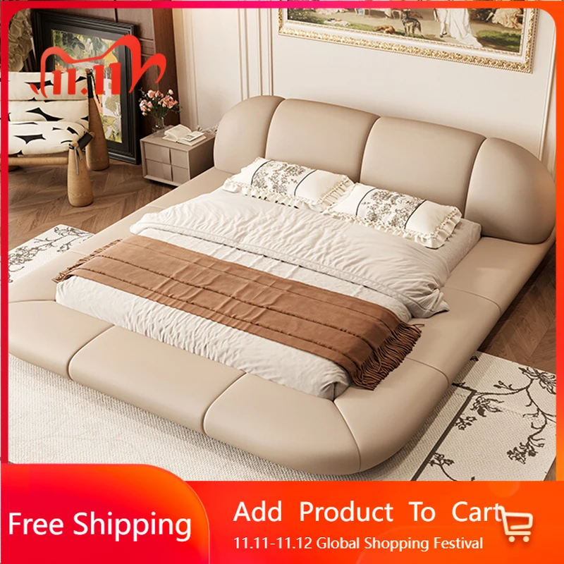 

Platform Princess Massage Bed Bedroom Double Luxury Modern Sofa Bed Leather Sleeping Letto Matrimoniale Lounge Suite Furniture