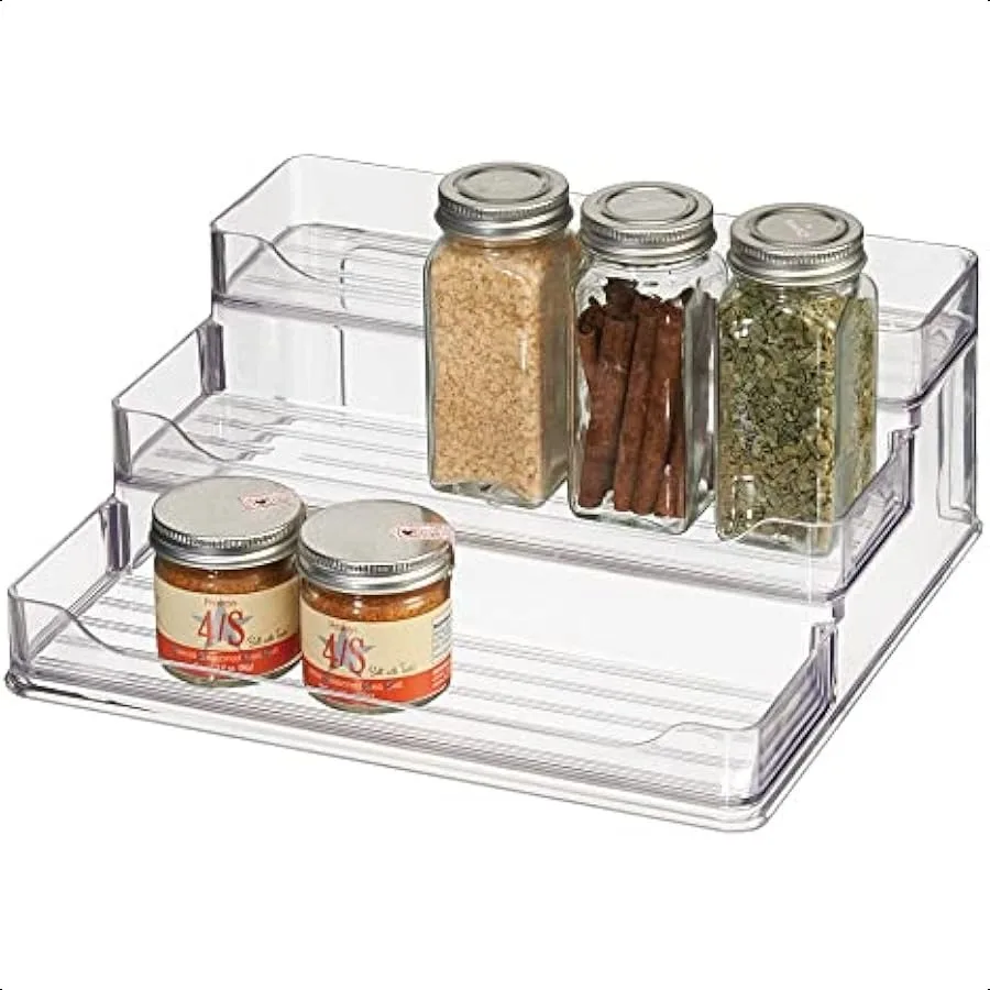 

Plastic Kitchen 3Tier Spice Rack Holder Storage Organizer for Cabinet Counter Pantry Shelf Hold Spices Seasoning Jars Canned Fo