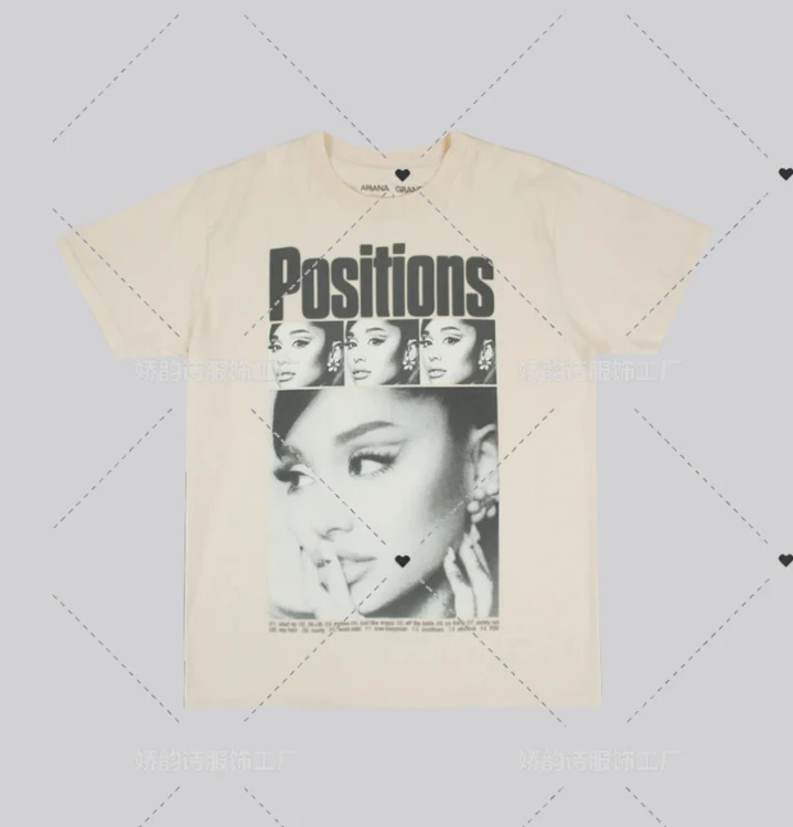 Oversize Ariana Grande POSITIONS REWIND T-SHIRT Rewind Album Merch Shirt Women Eternal Sunshine T-Shirt Vintage Top Tees