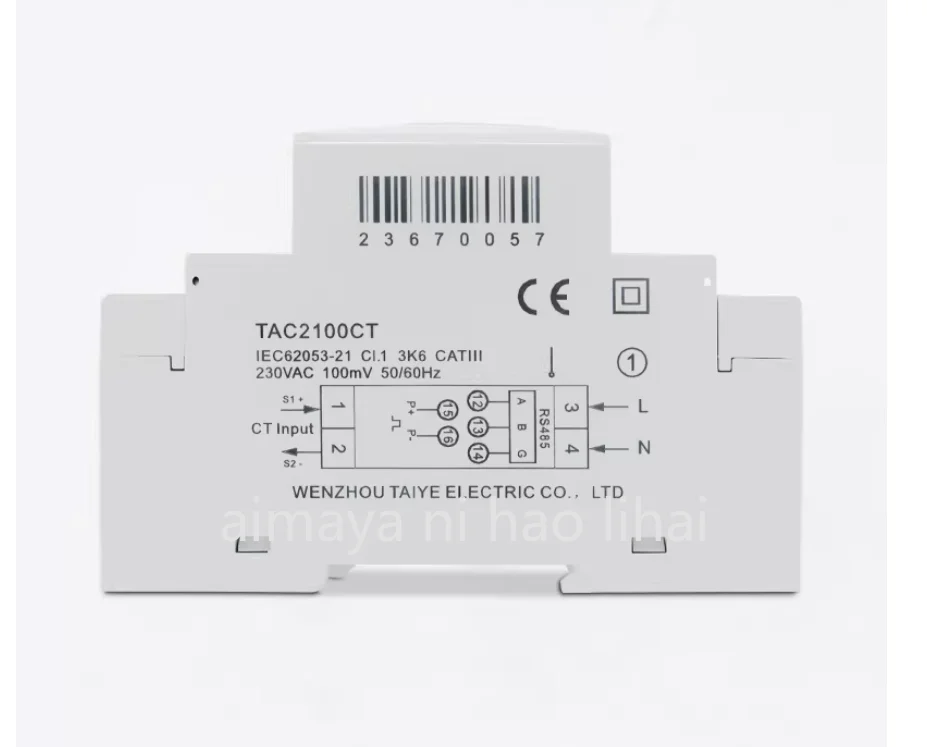 LCD TAC2100 Din Rail Single Phase Energy Meter Multi-function Energy Meter V A HZ Modbus 100A 230V