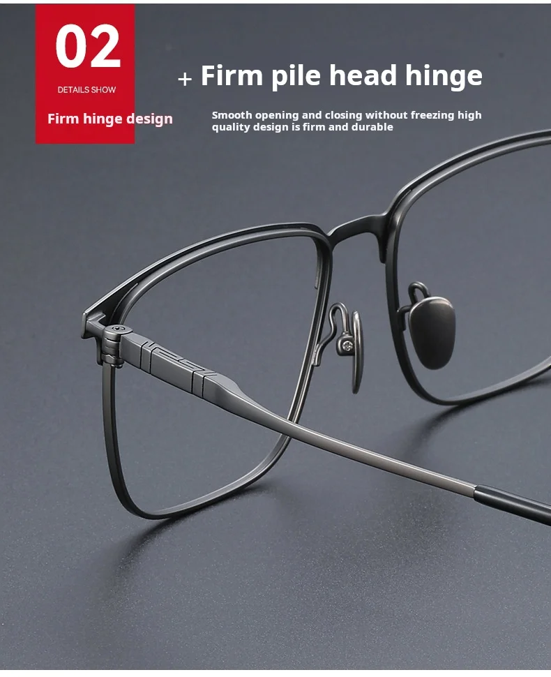 YIMARUILI Herren-Business-Titan-Brille, ultraleicht, Retro-Stil, quadratisch, große Größe, optisches Brillengestell 70809 – Detail 6