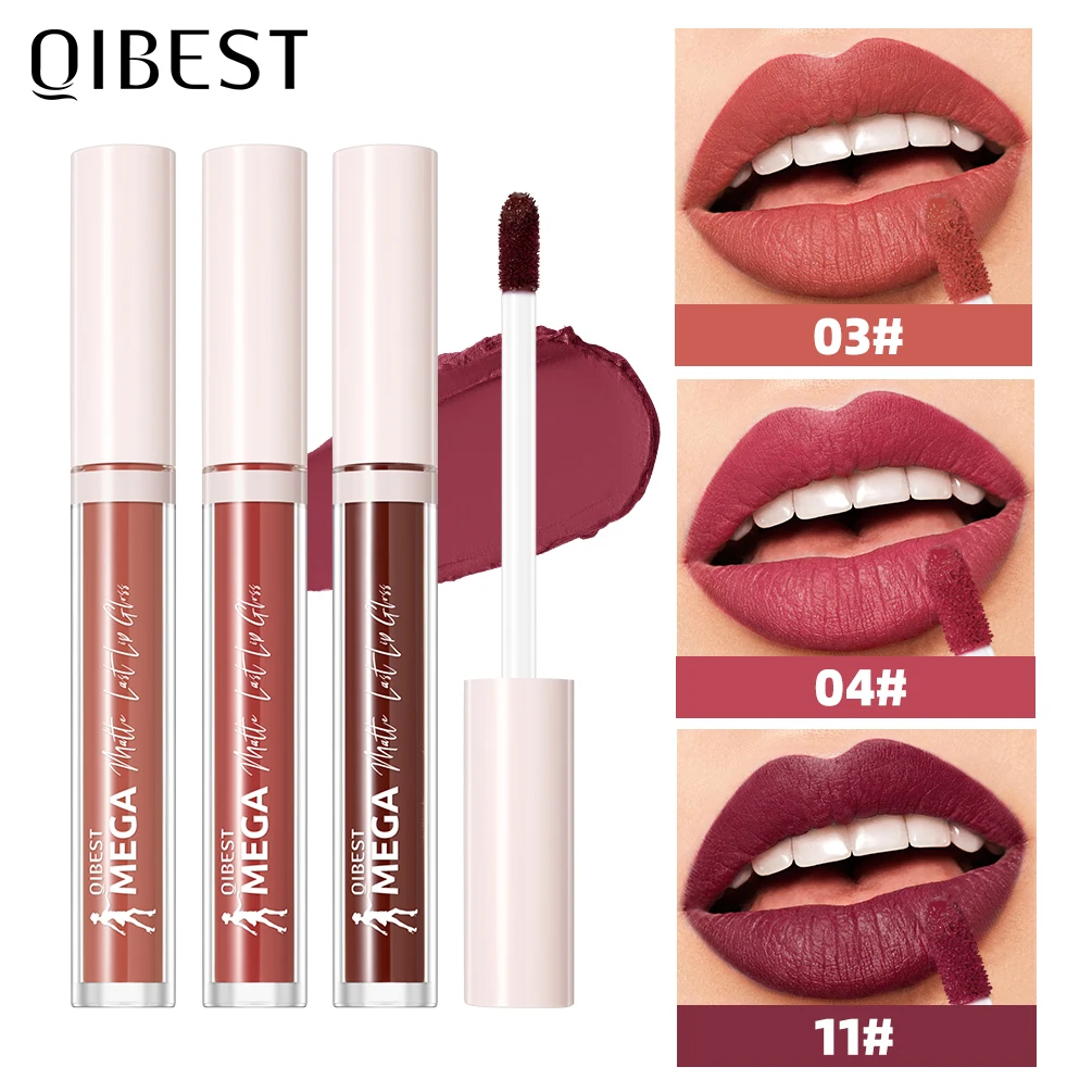 QIBEST 24 Colors Nude Matte Lip Gloss Waterproof Long-lasting Liquid Lipstick Purple Lip Stain Tint Makeup Lip Glaze Cosmetics