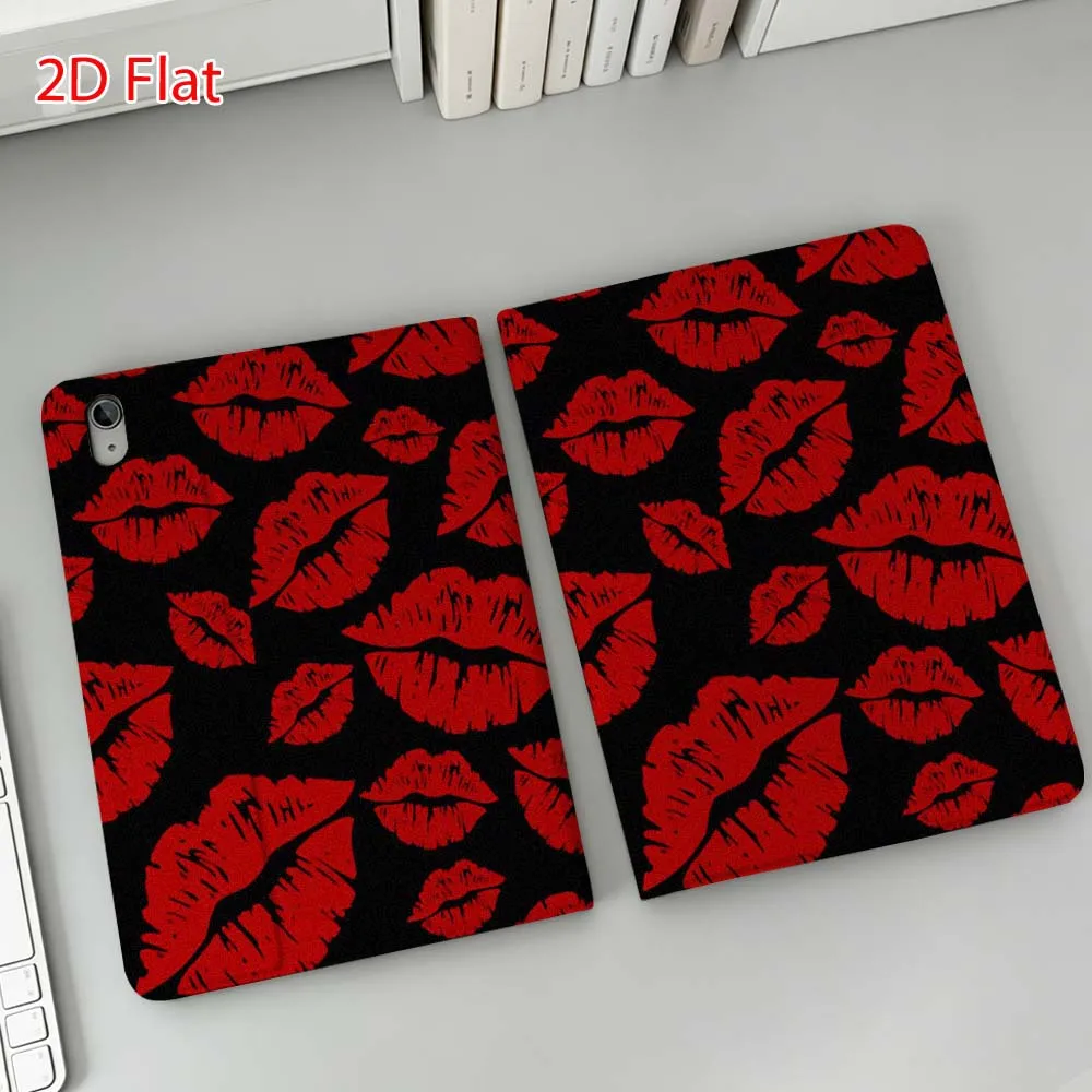 Red lip art pattern For Apple iPad Pro Mini A16 A17 A14 4 5 6 7 6th 12th 9Gen 12.9 11 13 M4 inch Tablet Case Soft