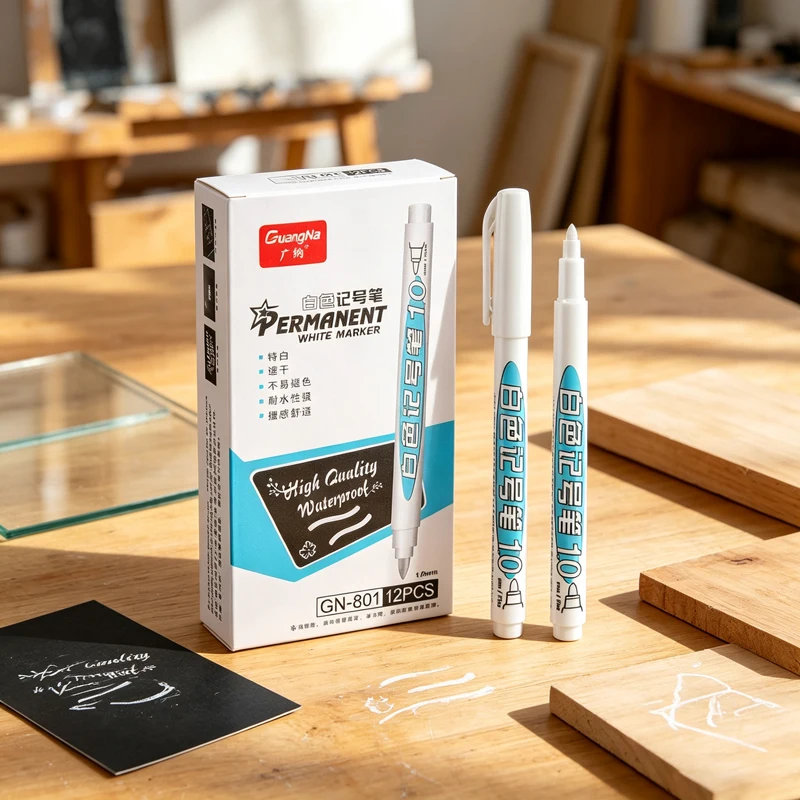 GuangNa 1-120Pcs Oily White Marker Pen Graffiti Pens Waterproof Permanent Tire Painting Notebook Tyre Tread Environmental Pen