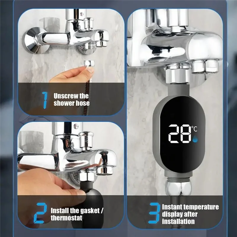 

Shower Temperature Meter Led Digital Display Instant-Read Temperature Gauge For Bath Waterproof Bath Thermostat For Homeab13