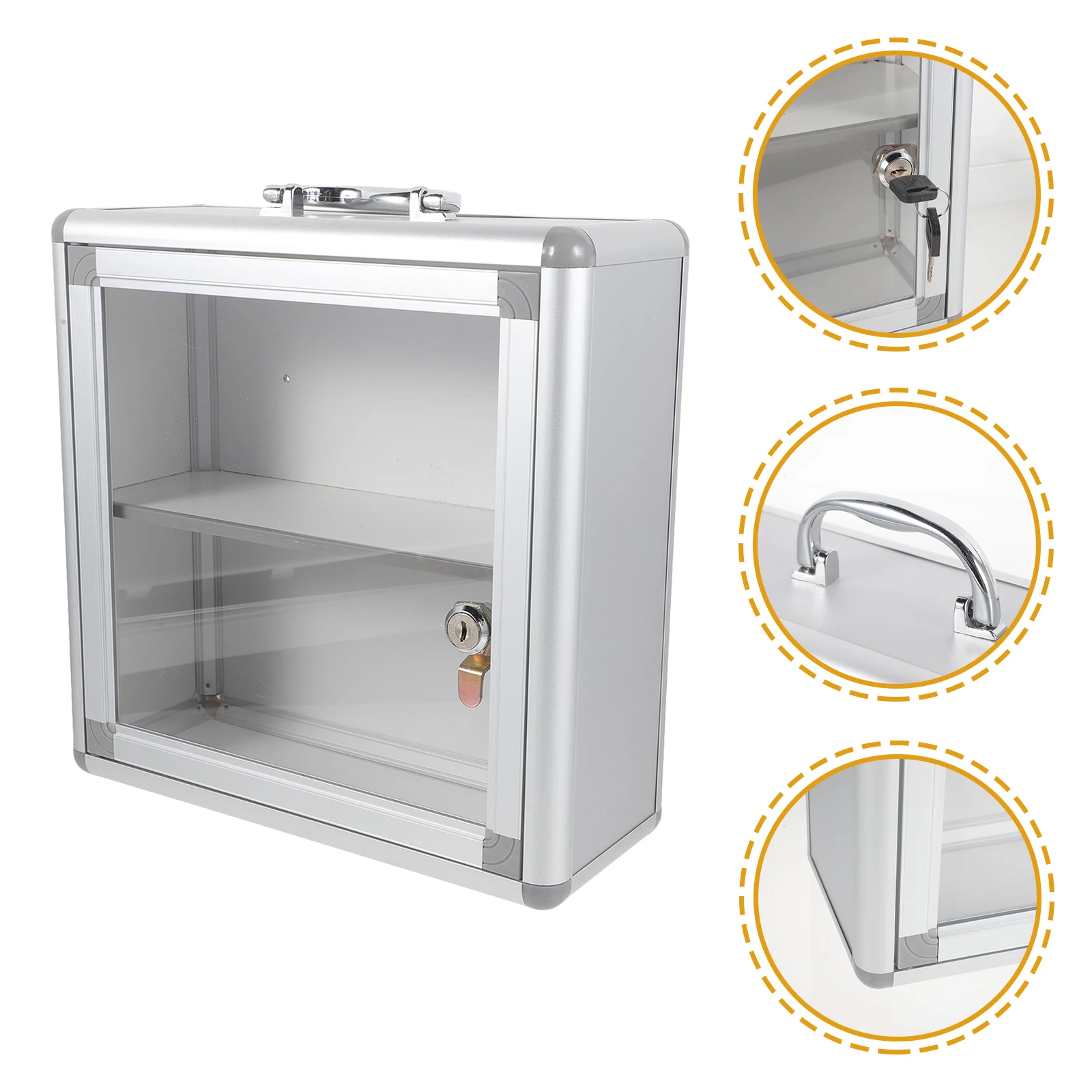 

Wall Hanging Medicine Box Metal Large Capacity Lockable Storage Safety Clasp Emergency First Aid Case for Home Office