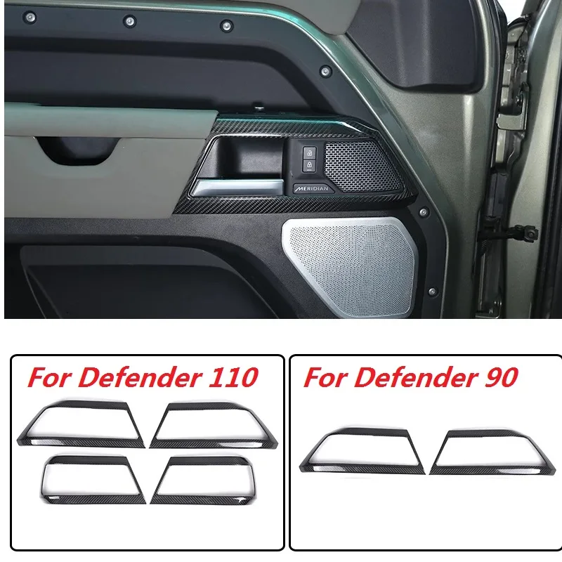 Real carbon fiber door handle decorative frame automotive interior accessories For 2020-2022 Land Rover Defender 90 110