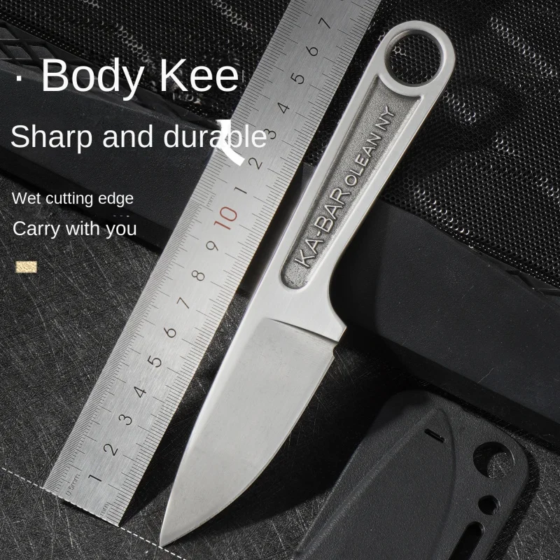 KA-BAR 1119 Cuchillo de supervivencia de alta dureza con llave recta pequeña y funda K completa de una sola pieza