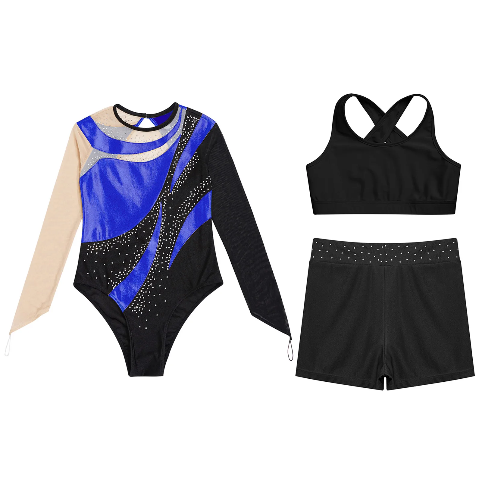 Crianças meninas conjuntos de balé esportes treino ginásio treino collant e shorts roupas ginástica crianças dança esportes patinação no gelo terno