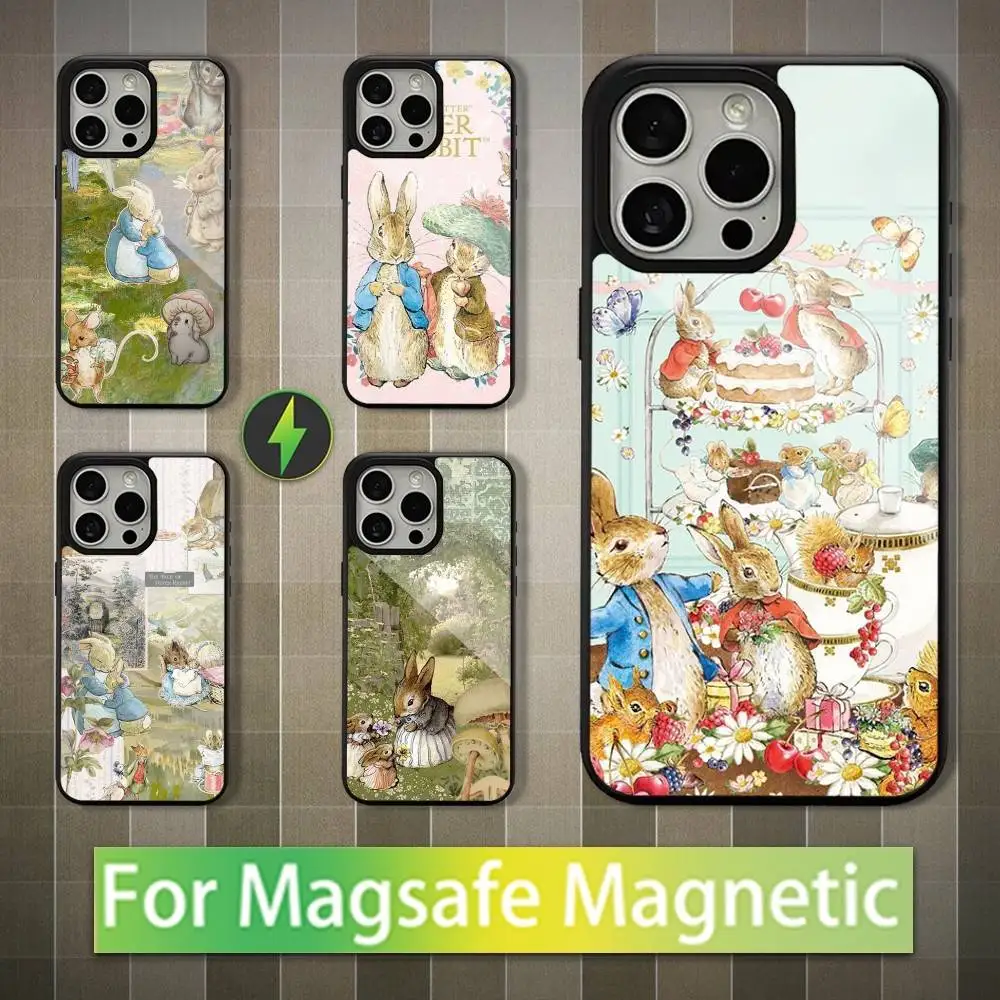 

Cute Role P-Peter R-Rabbit Phone Case For iPhone 16,15,14,13,12,11,Pro,Max,Plus,Mini,Magsafe,Magnetic Wireless Charging Case