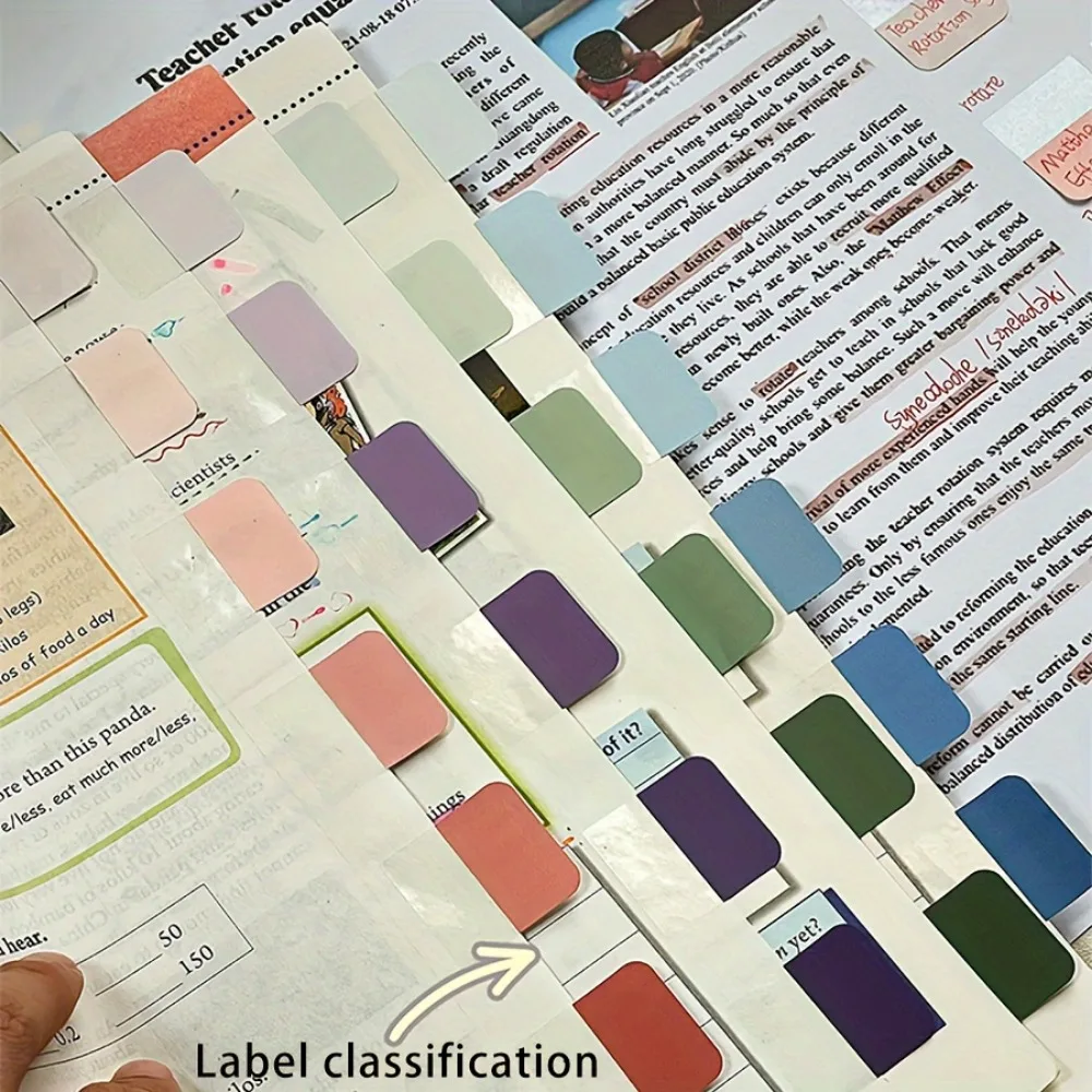 Morandi Index Stickers Label Stickers Convenience Stickers Marker Paper for Students Colorful Fluorescent Stickers Bookmarks