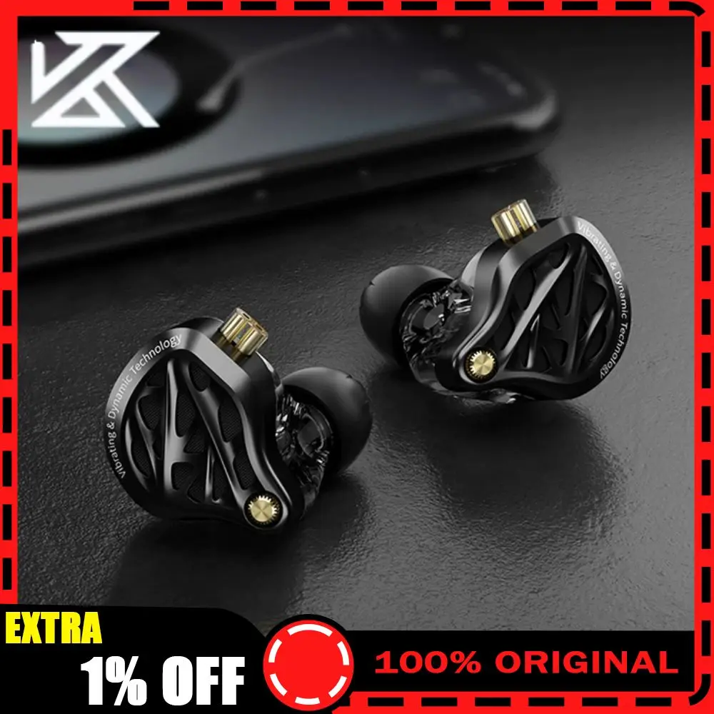 KZ VibeX Earphone Wired Low Frequency Vibration HiFi Deep Bass Headset Stereo Sound Noise Reduction High Fidelity In-Ear Earbuds