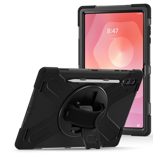 Imagen 2 del producto Funda blindada a prueba de golpes con soporte para Samsung Galaxy Tab S11 Ultra SM-X930/ X936/ X936B con correa para el hombro y banda de palma