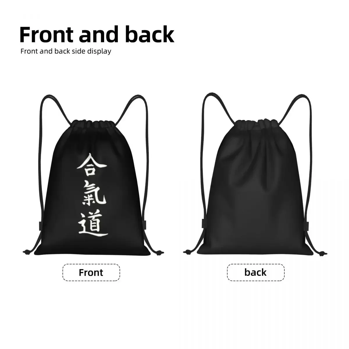 Japanese Aikido Drawstring Bags Women Men Foldable Sports Gym Sackpack Martial Art Shopping Backpacks