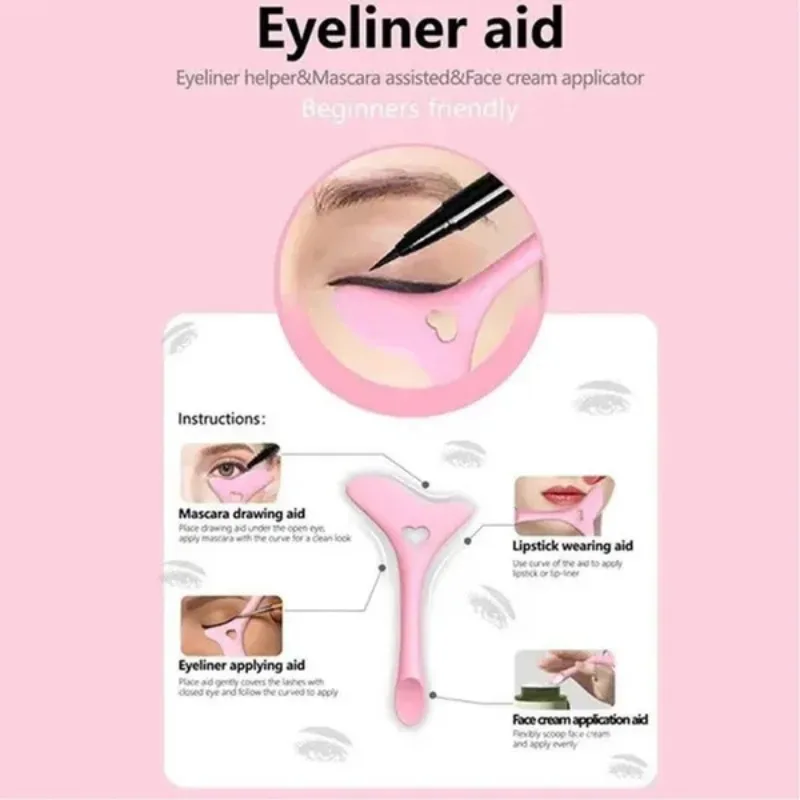 Outil de maquillage en Silicone 4 en 1, pour crème pour le visage, cuillère, Eyeliner, pochoirs pour cils, Application de rouge à lèvres