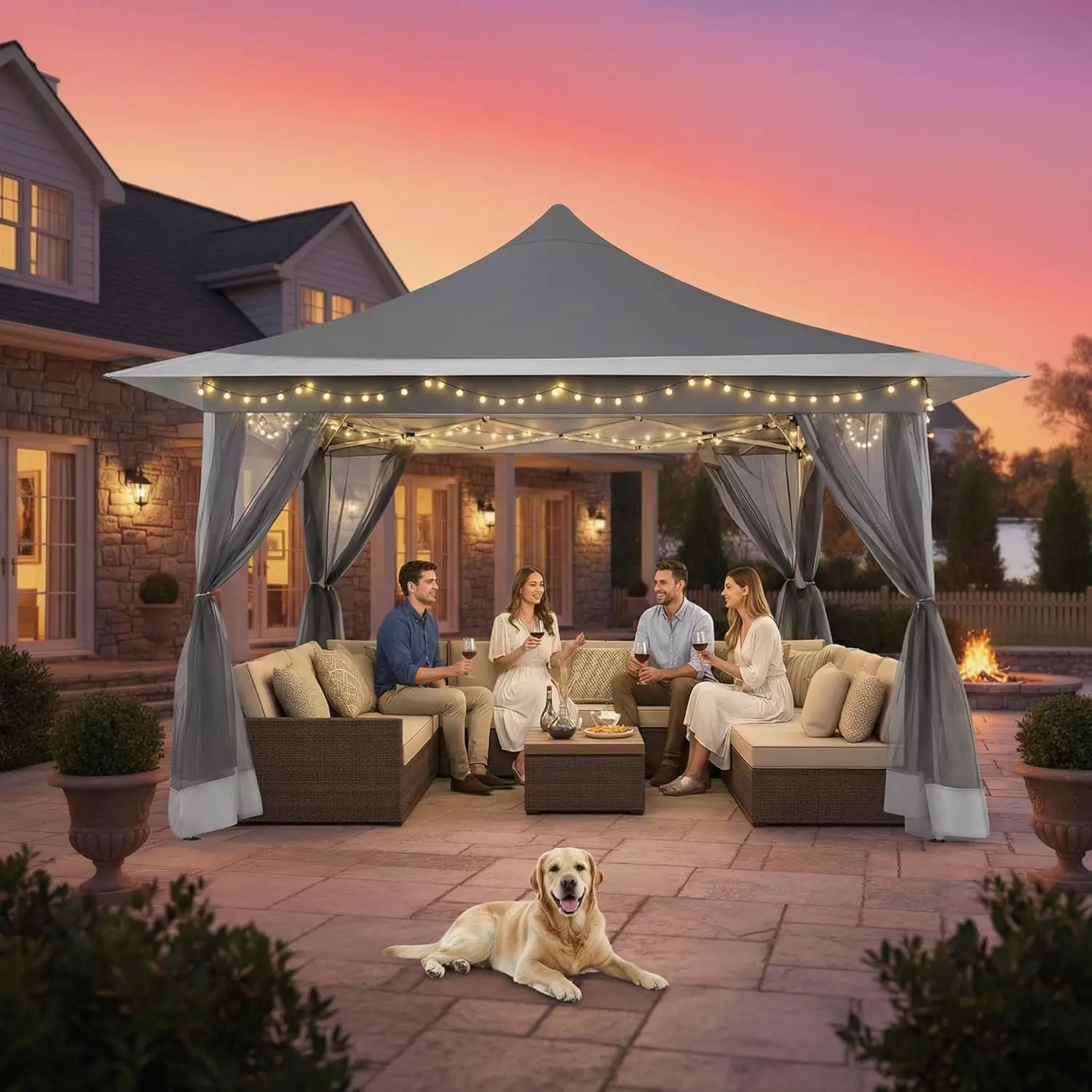 12x12 Pop Up Gazebo in Clearance, Waterproof Upgrade, with Mosquito Nettings and Carry Bag for Patio, Garden, Lawn
