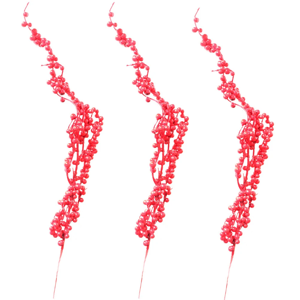 

3 Pcs Simulation Berries Decoration Christmas Berry Festival Decorations Artificial Stems