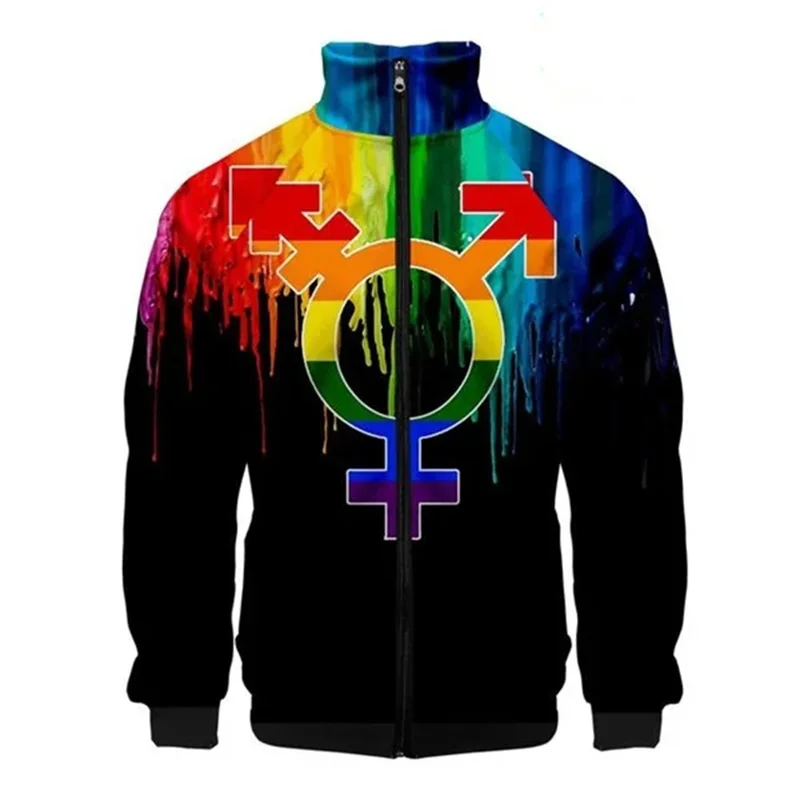 New 3D Print LGBT Rainbow Zipper Jacket Men Women Gay Pride Day Sweatshirt Spring Autumn Tops Breathable Street Coat Clothing