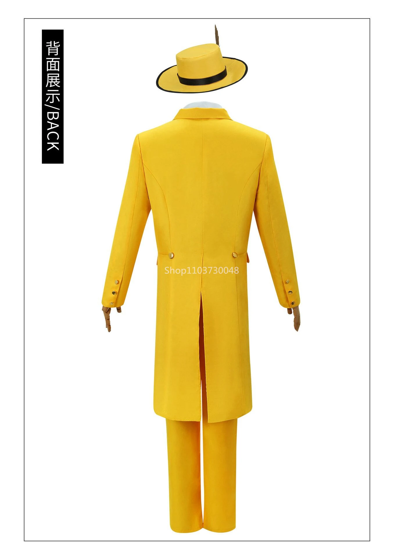 Halloween Costume Yellow Men 2 Piece Suits Formal Groom Tuxedos for Prom Party Long Coat Fashion Clothing Set Jacket with Pants