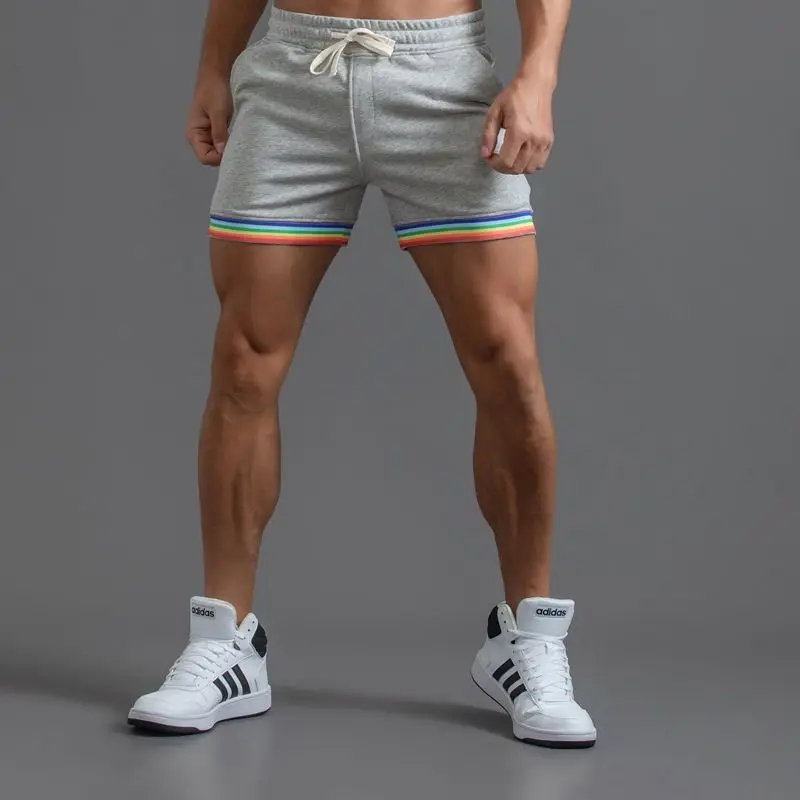 Calça virilha aberta invisível masculina, shorts de treino com bolsos, corredores esportivos, moletom de algodão, sexo ao ar livre, academia sexy, 5 polegadas