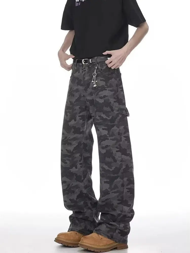 

Американские ретро-джинсы в камуфляжном стиле для мужчин: свободные прямые брюки Cleanfit Knife High Street Sle, молодежные повседневные джинсы