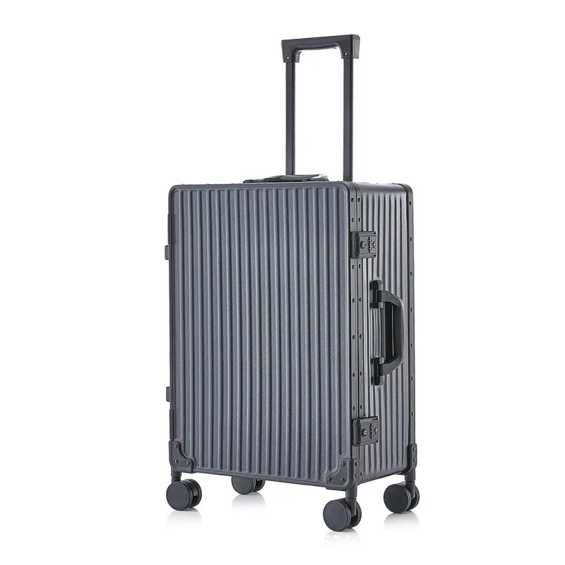 Aluminum Frame Luggage KANGSHILU 20" 24" 28" inch Mute Universal Wheel Trolley travel suitcases with wheels Carry-on suitcase