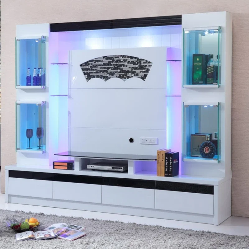 Wall-mounted marble modern furniture console living room floating design solid wood cabinet TV stand