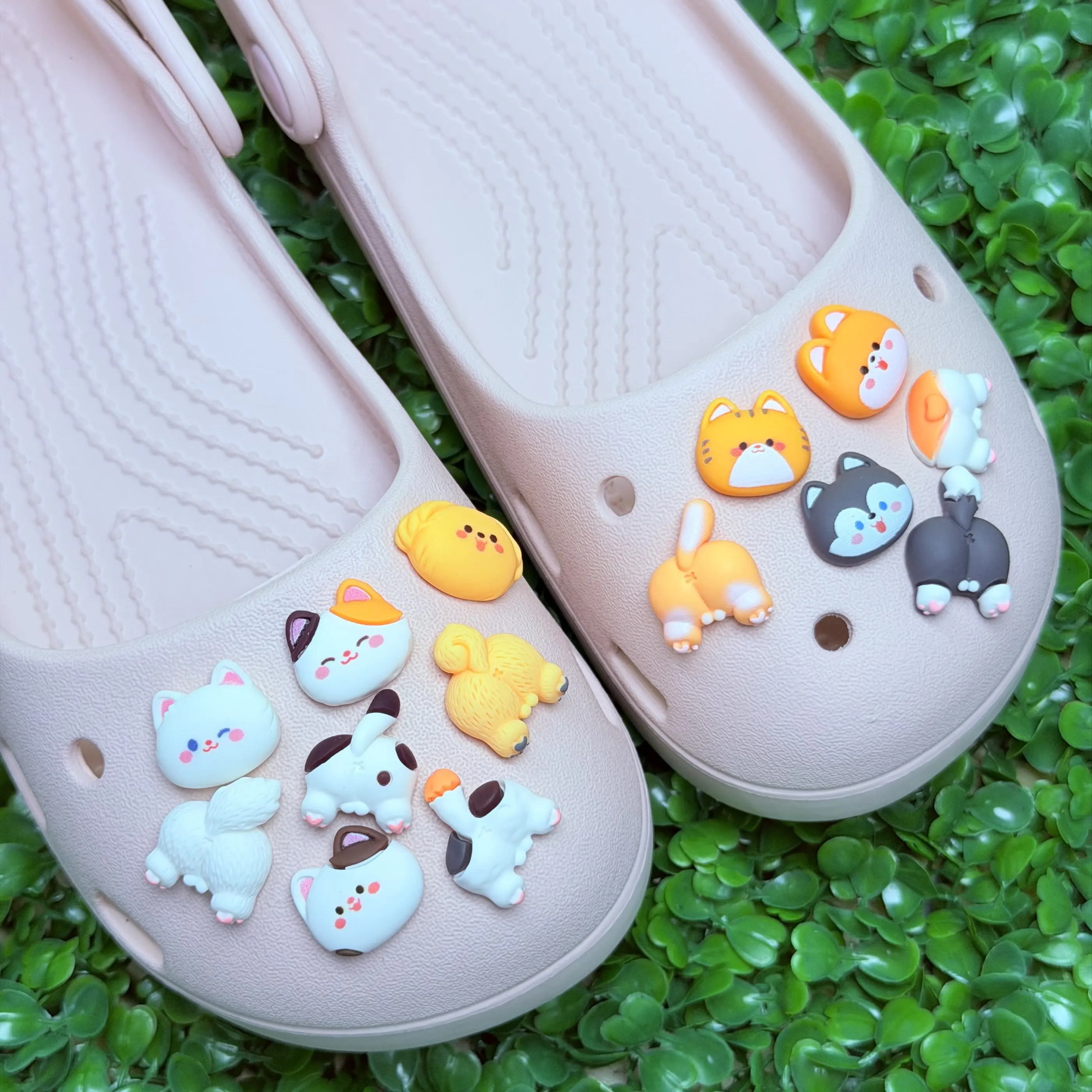 14-50Pcs Animal Cute Dog Corgi Sandals Slippers Shoes Charms Accessories Clogs DIY Garden Shoe Buckle Fit Women Party Gift