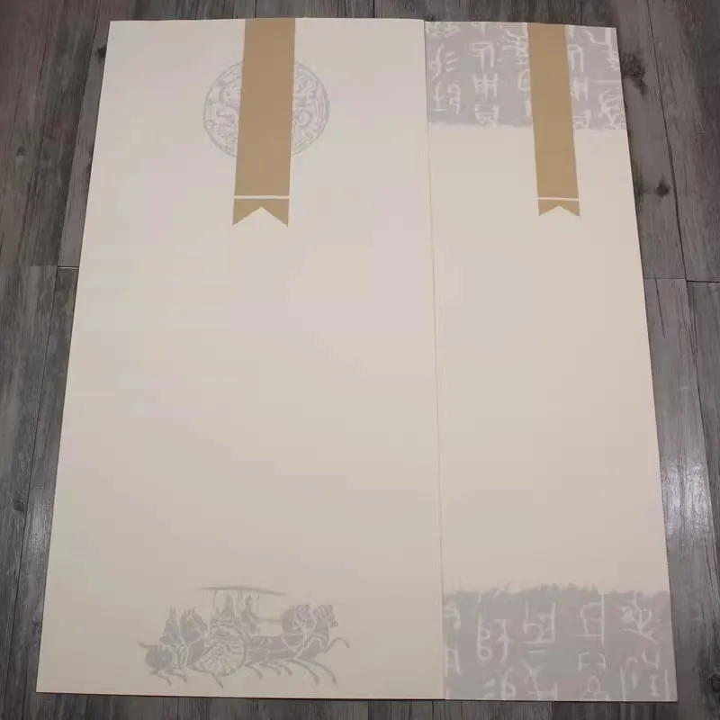 10 Sheets All-in-One Wax Dyed Calligraphy Paper with Blank Seal Space - Pre-formatted Xuan Paper for Complete Artwork