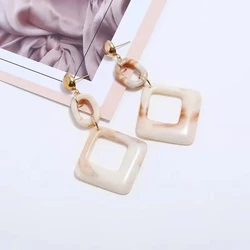 Simple Green Big Oval Drop Earrings For Women statement Resin Acrylic Geometric long Earring 2019 Gold Color Party ZA Jewellery