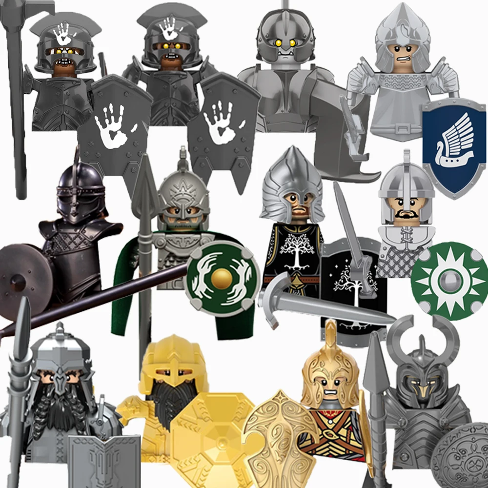 Medieval Military Film Figures Building Blocks Army Knight Weapons Rohan Guard Orc Mount Horses Wolf Sword Bow Arrow Toy Gift I6