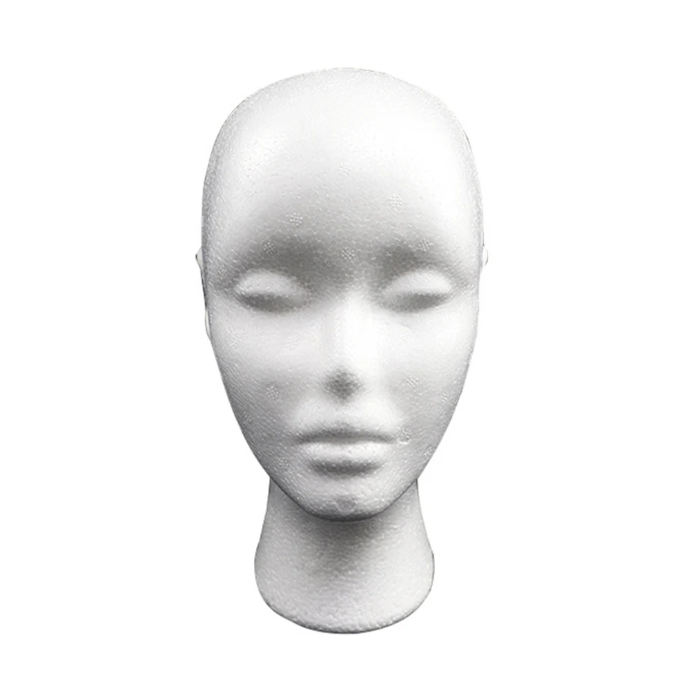 Women Styrofoam Foam Head Model Practical Manikin Foam Head Polystyrene Lightweight Durable Portable for Hat Hair Wigs Display