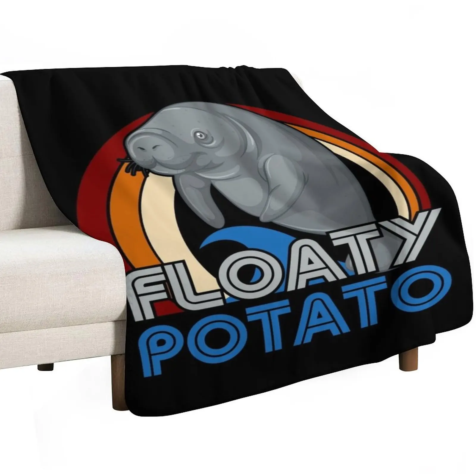 Floaty Potatoes Vintage Manatee Gift Throw Blanket Travel for sofa Plaid Flannel Soft Blankets