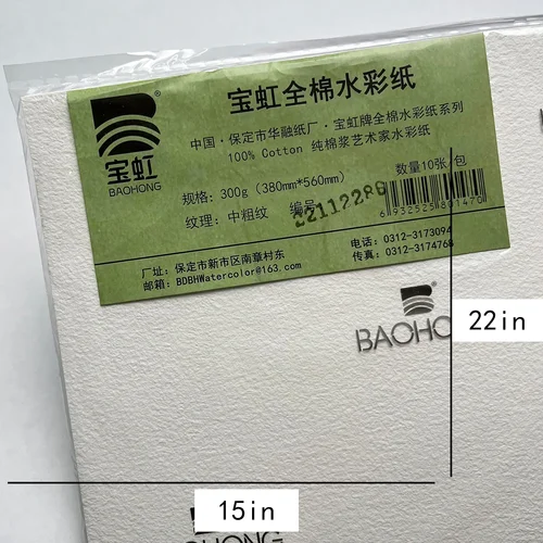 Imagen 2 del producto BaoHong maestro artista papel de acuarela algodón 100% papel de pintura Gouache acrílico, pluma estilográfica inyección de tinta carbón Pastel
